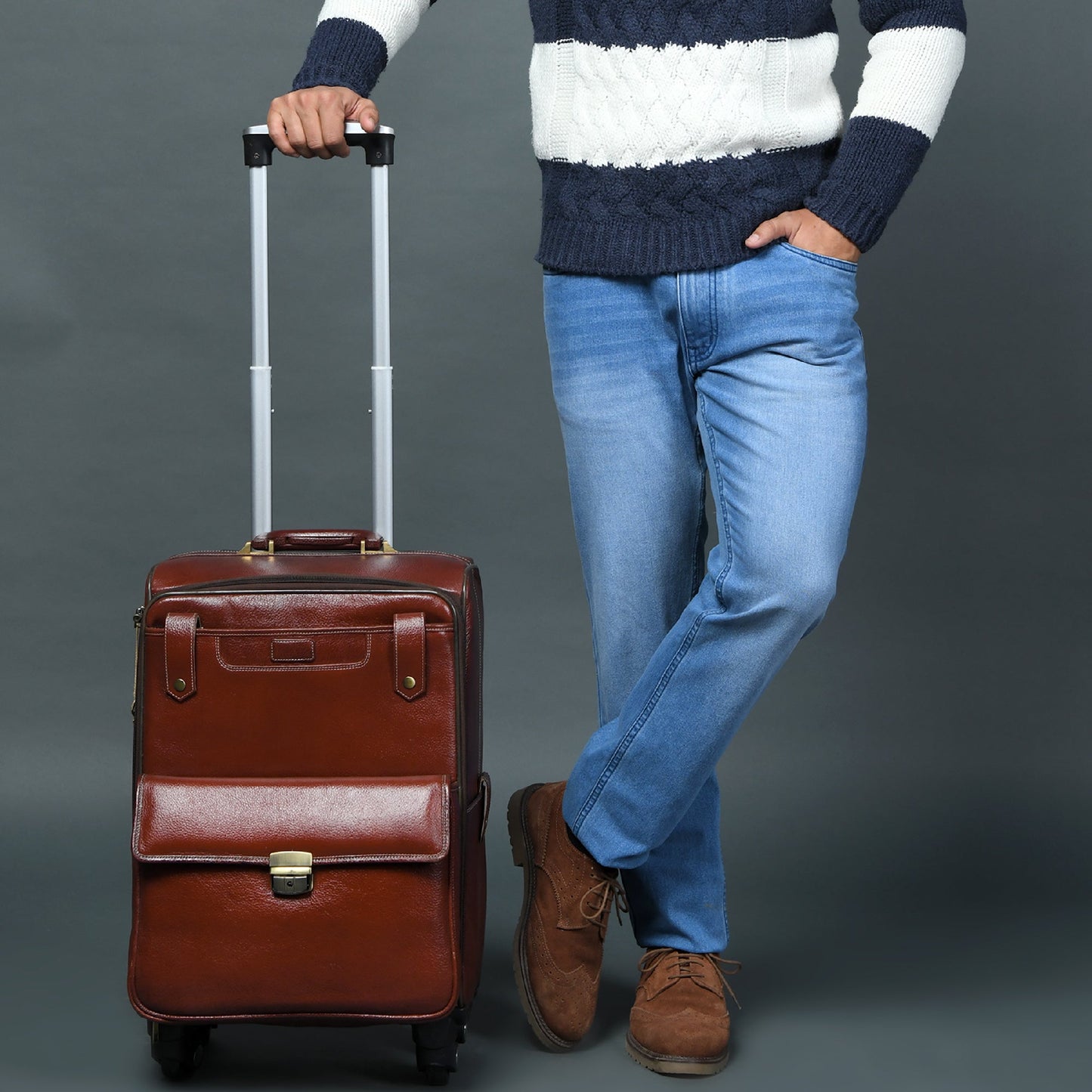 Leather Carry-On Trolly Bag - Tampa Home & Garden Store
