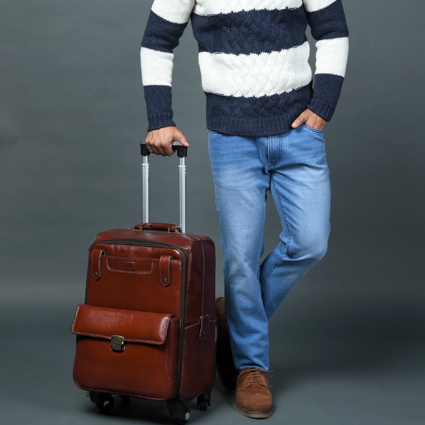 Leather Carry-On Trolly Bag - Tampa Home & Garden Store