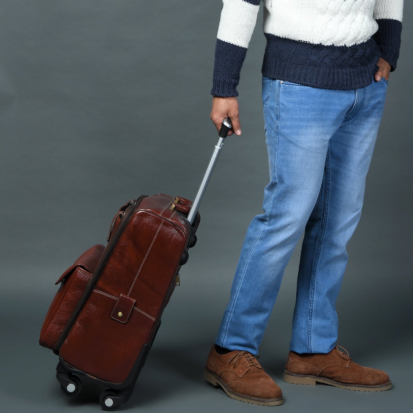 Leather Carry-On Trolly Bag - Tampa Home & Garden Store