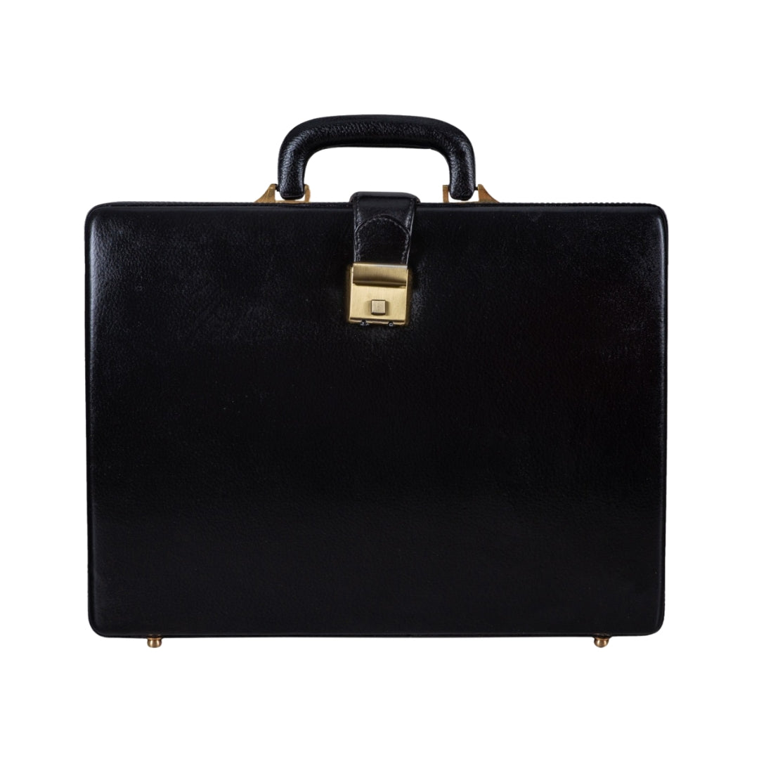 Leather Executive Men's Leather Attache Briefcase - Black - Tampa Home & Garden Store
