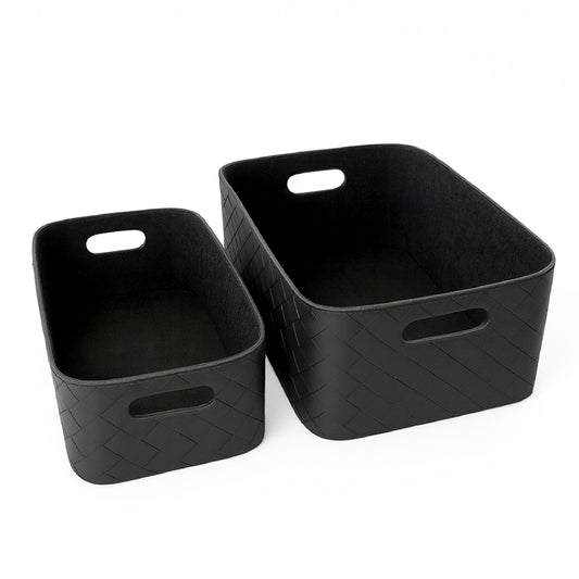 Leather Woven Bin (Black) - Tampa Home & Garden Store