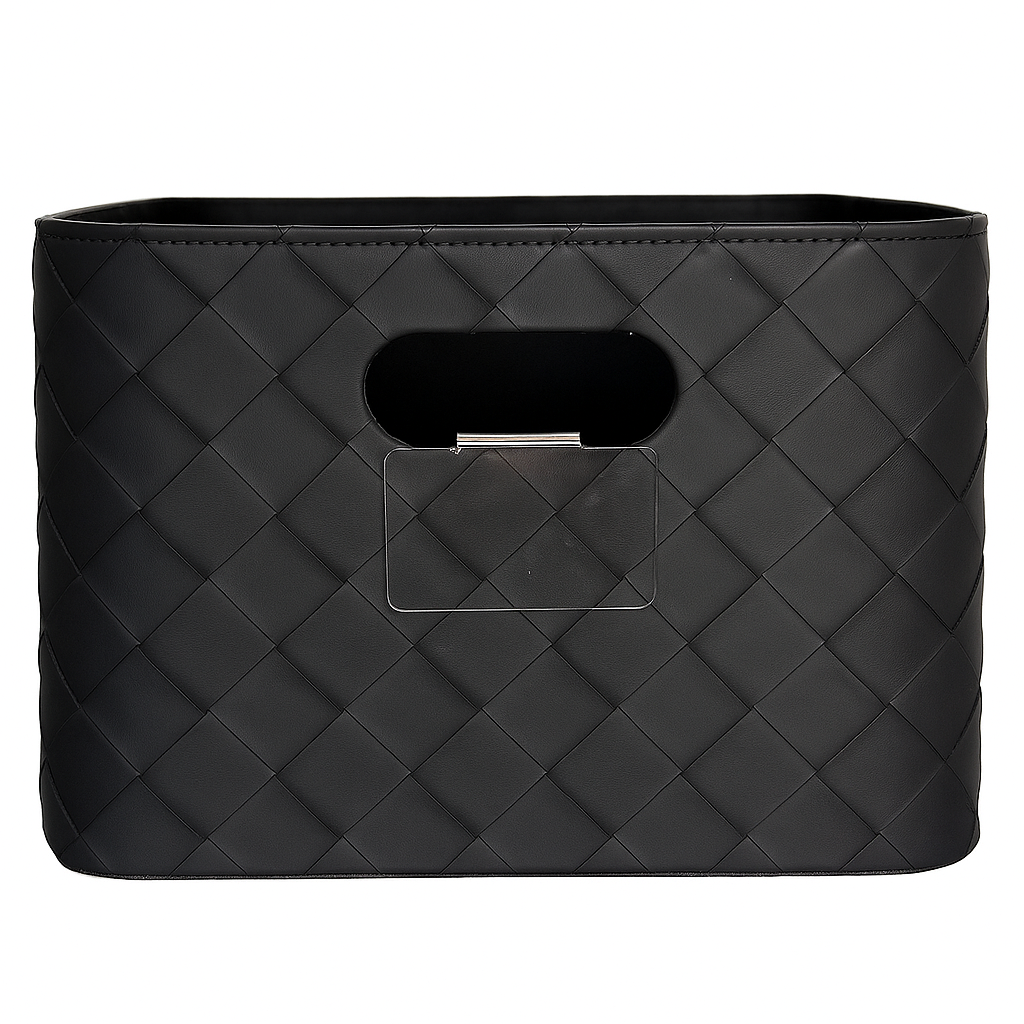 Leather Woven Bin (Black) - Tampa Home & Garden Store