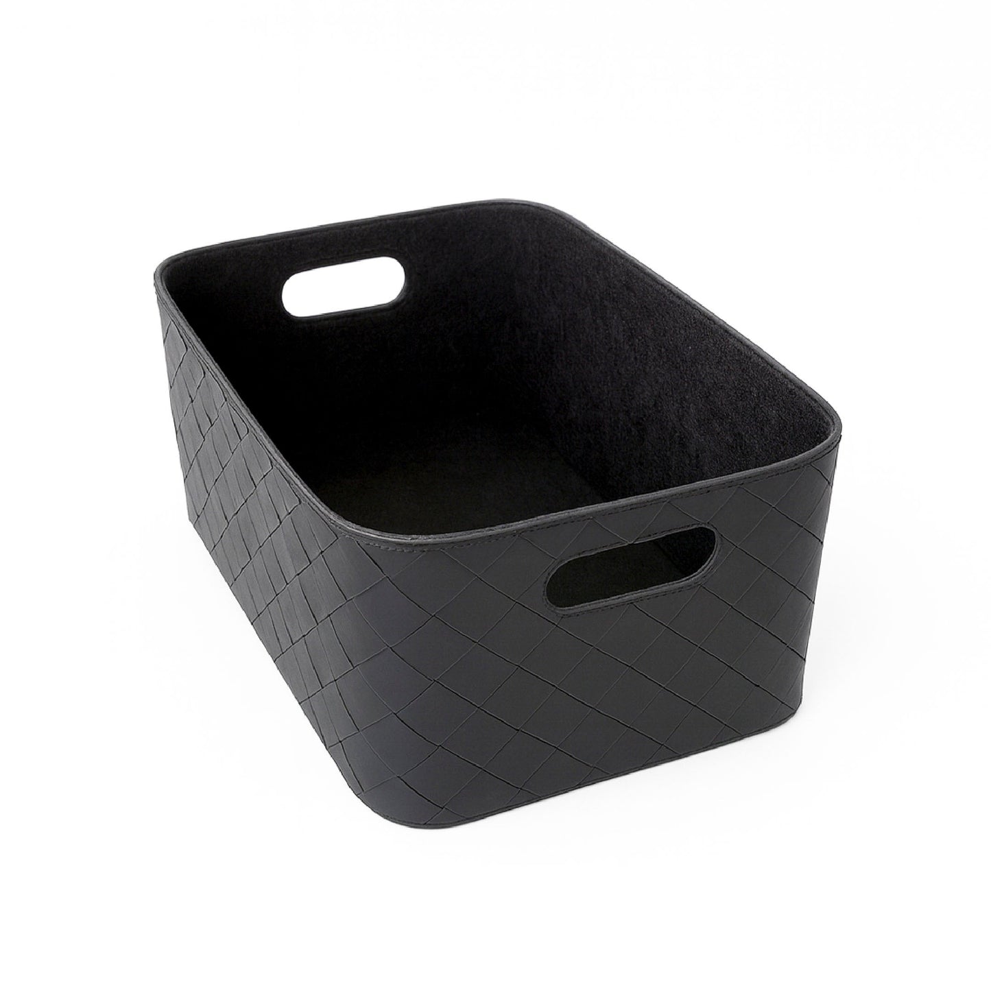 Leather Woven Bin (Black) - Tampa Home & Garden Store