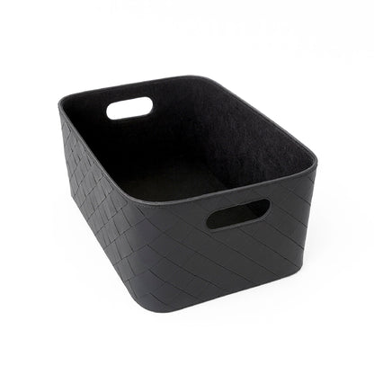 Leather Woven Bin (Black) - Tampa Home & Garden Store
