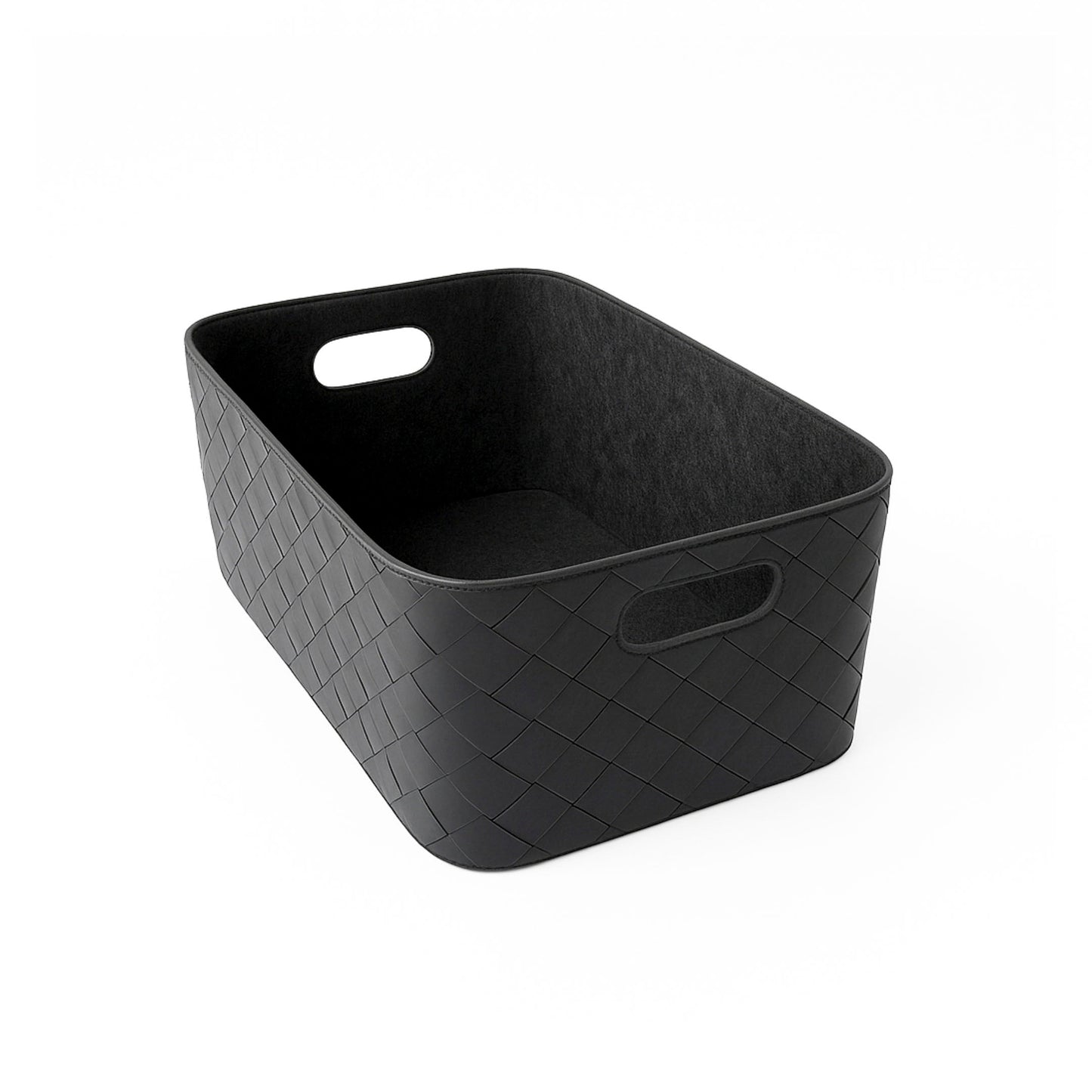 Leather Woven Bin (Black) - Tampa Home & Garden Store