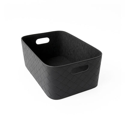 Leather Woven Bin (Black) - Tampa Home & Garden Store