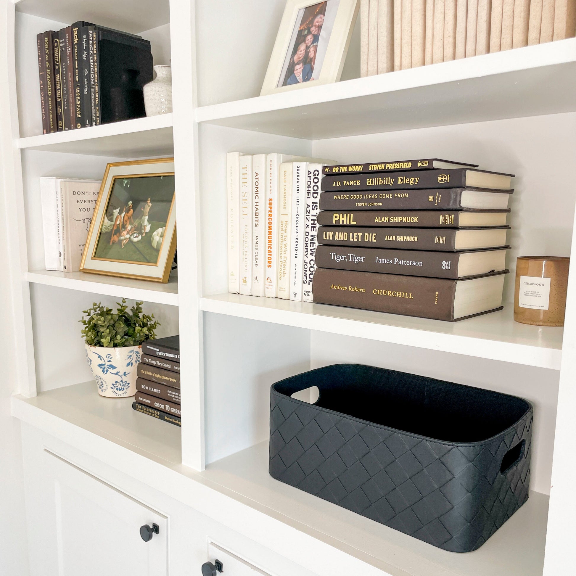 Leather Woven Bin (Black) - Tampa Home & Garden Store