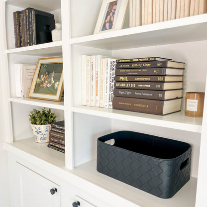 Leather Woven Bin (Black) - Tampa Home & Garden Store