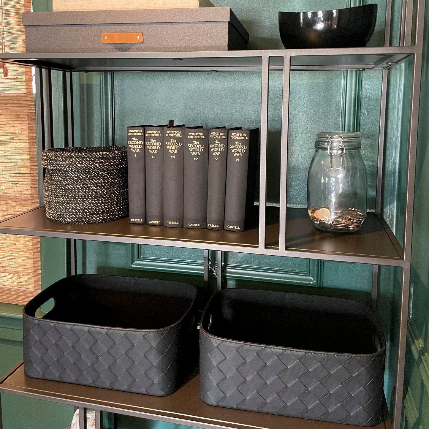 Leather Woven Bin (Black) - Tampa Home & Garden Store