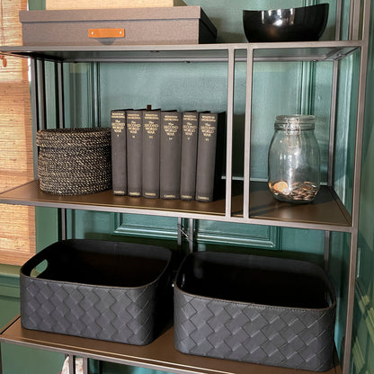 Leather Woven Bin (Black) - Tampa Home & Garden Store