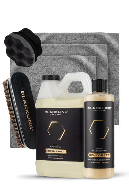 BLACKLINE Gentle APC all purpose cleaner kit with gray microfiber towels and brush on Tampa Home & Garden Store