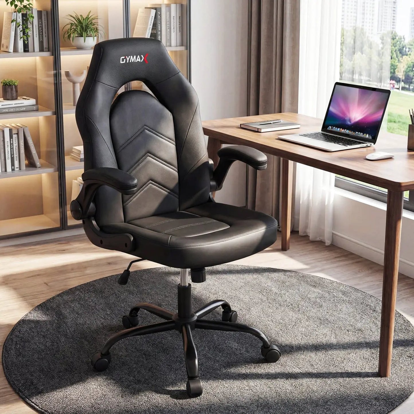 Leather Office Chair With Flip Up Armrests