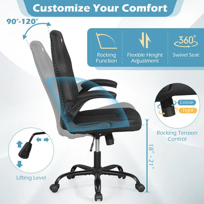 Leather Office Chair With Flip Up Armrests