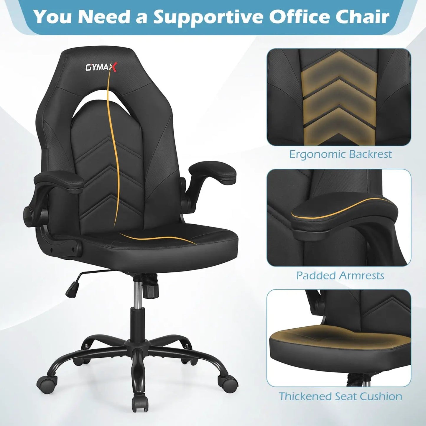 Leather Office Chair With Flip Up Armrests