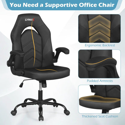 Leather Office Chair With Flip Up Armrests