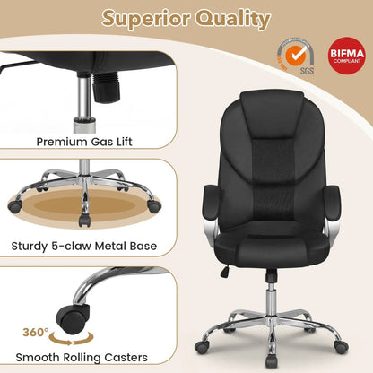 Leather Office Chair Ergonomic Mesh with Armrests