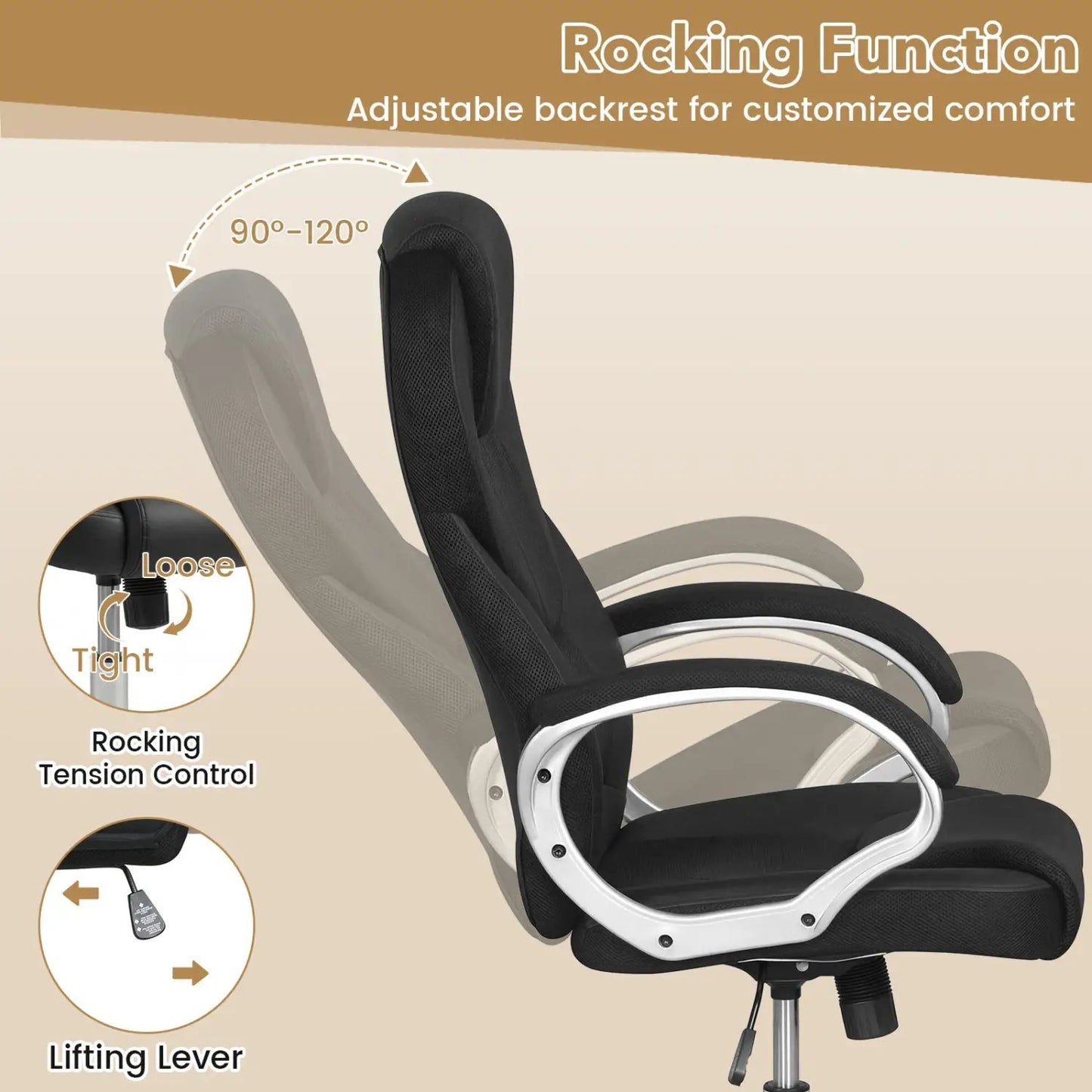 Leather Office Chair Ergonomic Mesh with Armrests