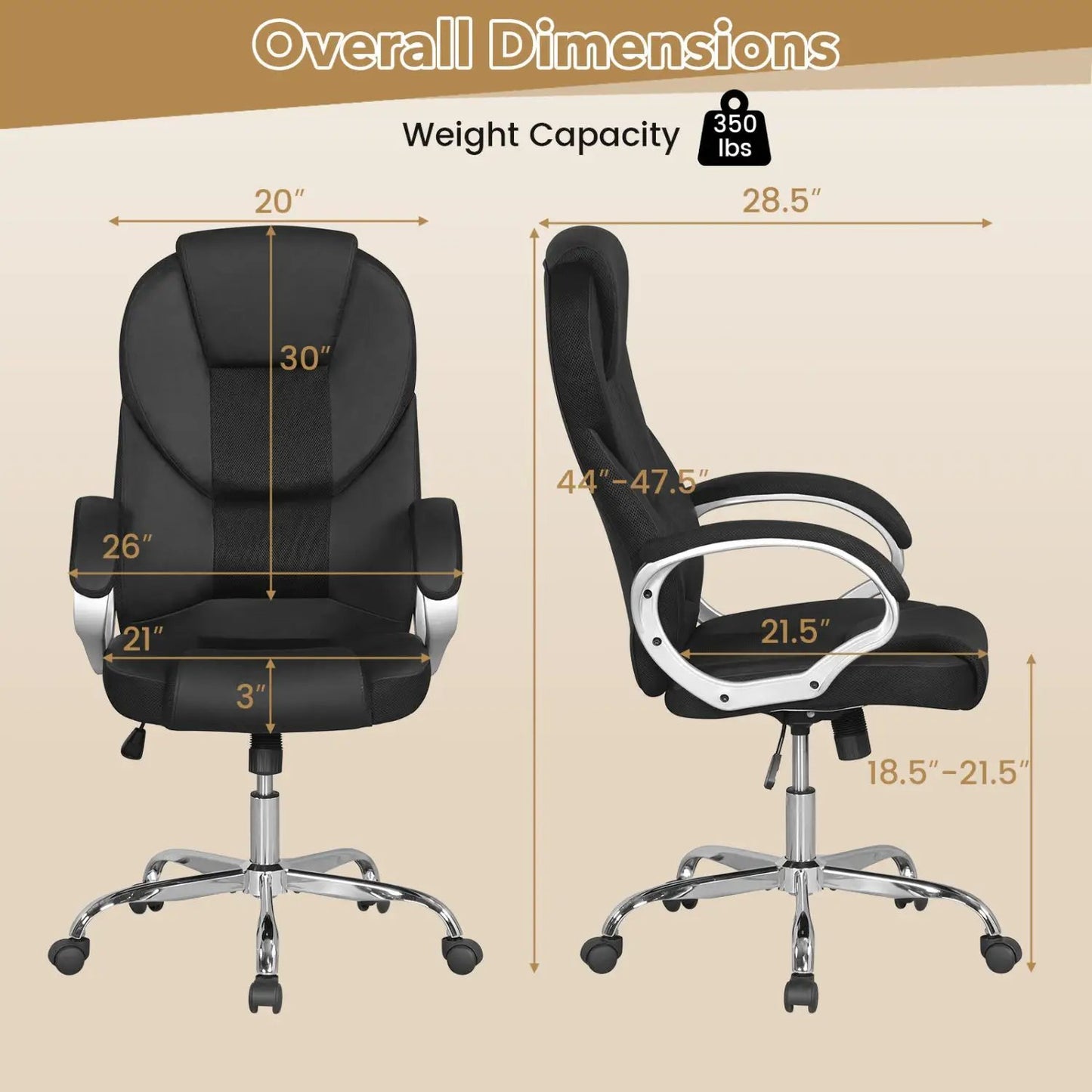 Leather Office Chair Ergonomic Mesh with Armrests
