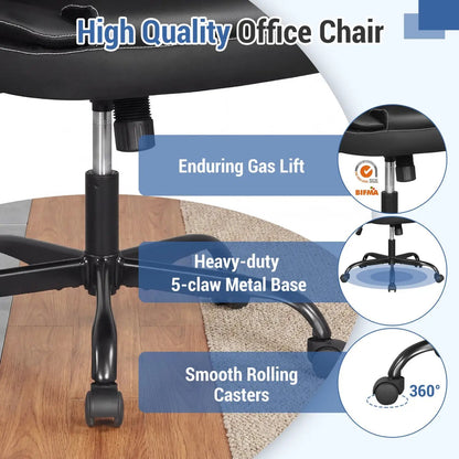 Leather Office Chair With Flip Armrests Ergonomic