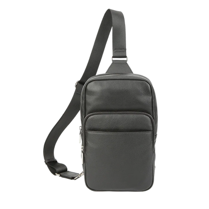 Black Pebbled Full-Grain Leather Sling Bag for Men – Crossbody Travel & Everyday Carry