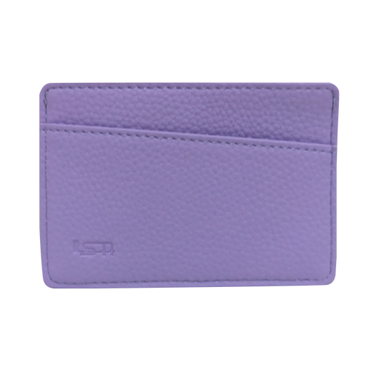 Genuine Slim Pebbled Split Leather Wallet lavender with MiamiLeathers embossed logo on Tampa Home & Garden Store