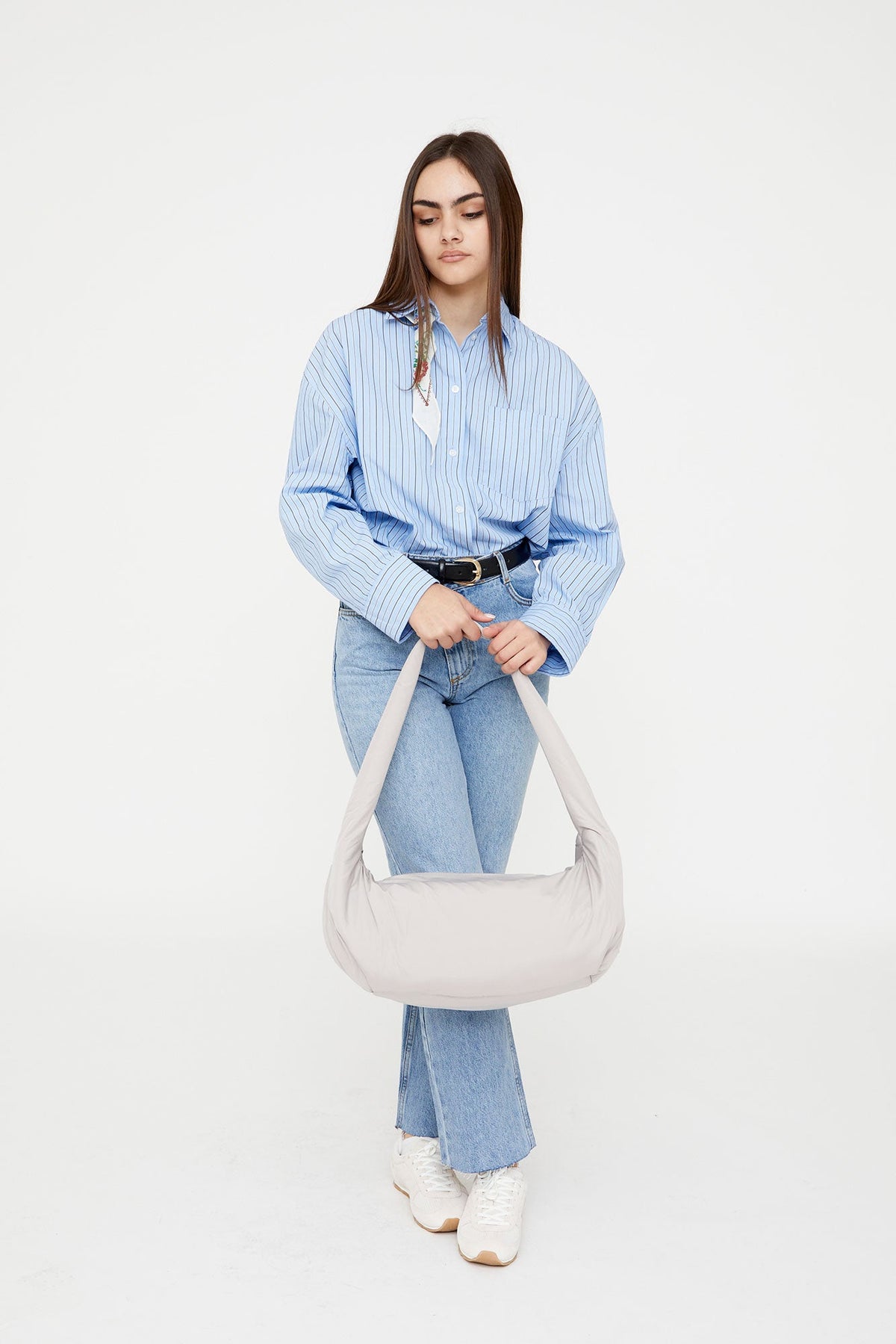 Myra Bag Fossil Circular Handle Shoulder Bag fossil color with long strap by Lefrik USA on Tampa Home & Garden Store
