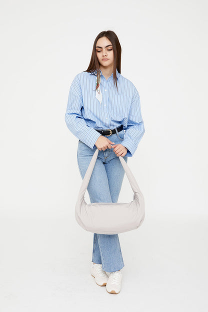 Myra Bag Fossil Circular Handle Shoulder Bag fossil color with long strap by Lefrik USA on Tampa Home & Garden Store
