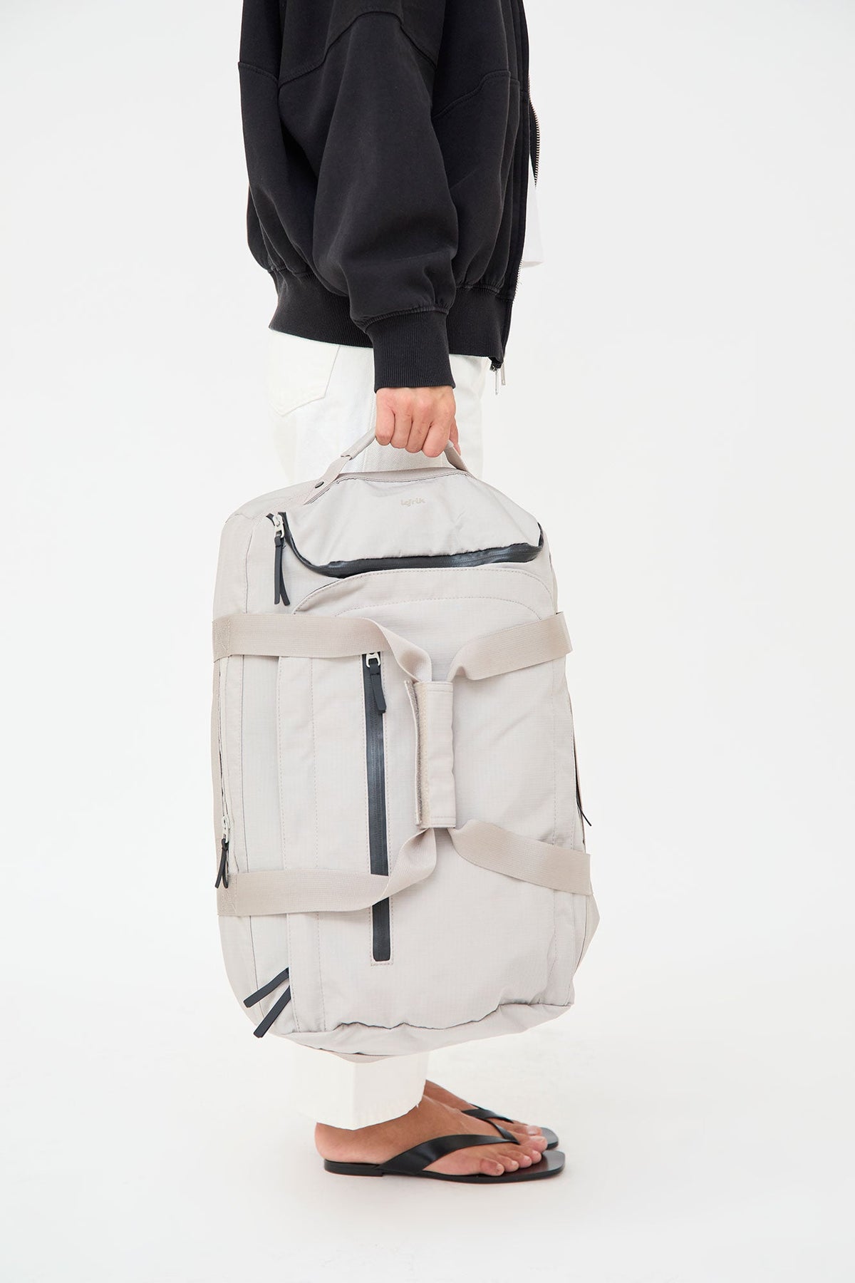 Wanderer Backpack Fossil travel laptop bag by Lefrik USA, light beige fabric with top handle on Tampa Home & Garden Store