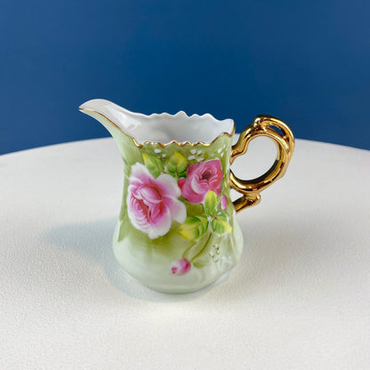 Lefton Hand Painted Tea Set. Cup Saucer Creamer Sugar Jar with Spoon. Roses Motif. Dining Room Table Decor. Tea Garden Party. Gift for Her. - Tampa Home & Garden Store