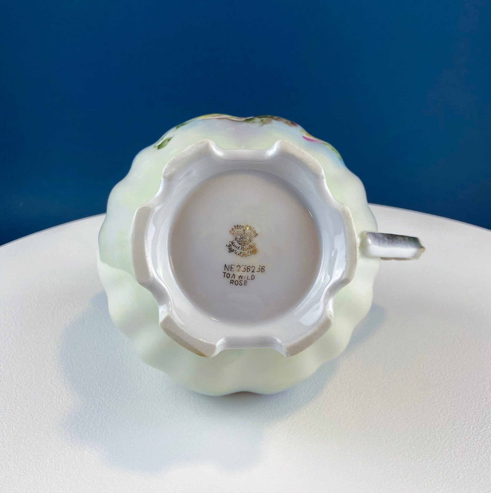 Lefton Porcelain Pitcher Vase: Hand Painted Wild Rose, Gold Trim - Tampa Home & Garden Store
