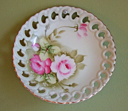 Lefton Porcelain Pitcher Vase: Hand Painted Wild Rose, Gold Trim - Tampa Home & Garden Store
