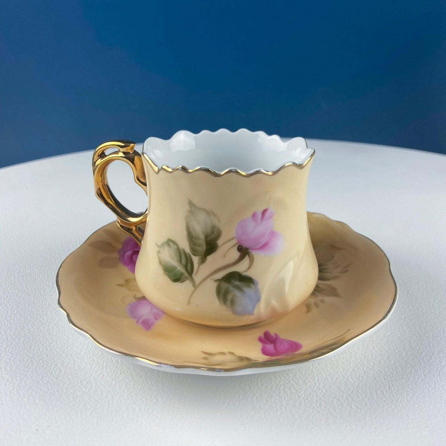 Lefton Tea Cup and Saucer: Hand Painted Roses, Collectible Tea Set - Tampa Home & Garden Store