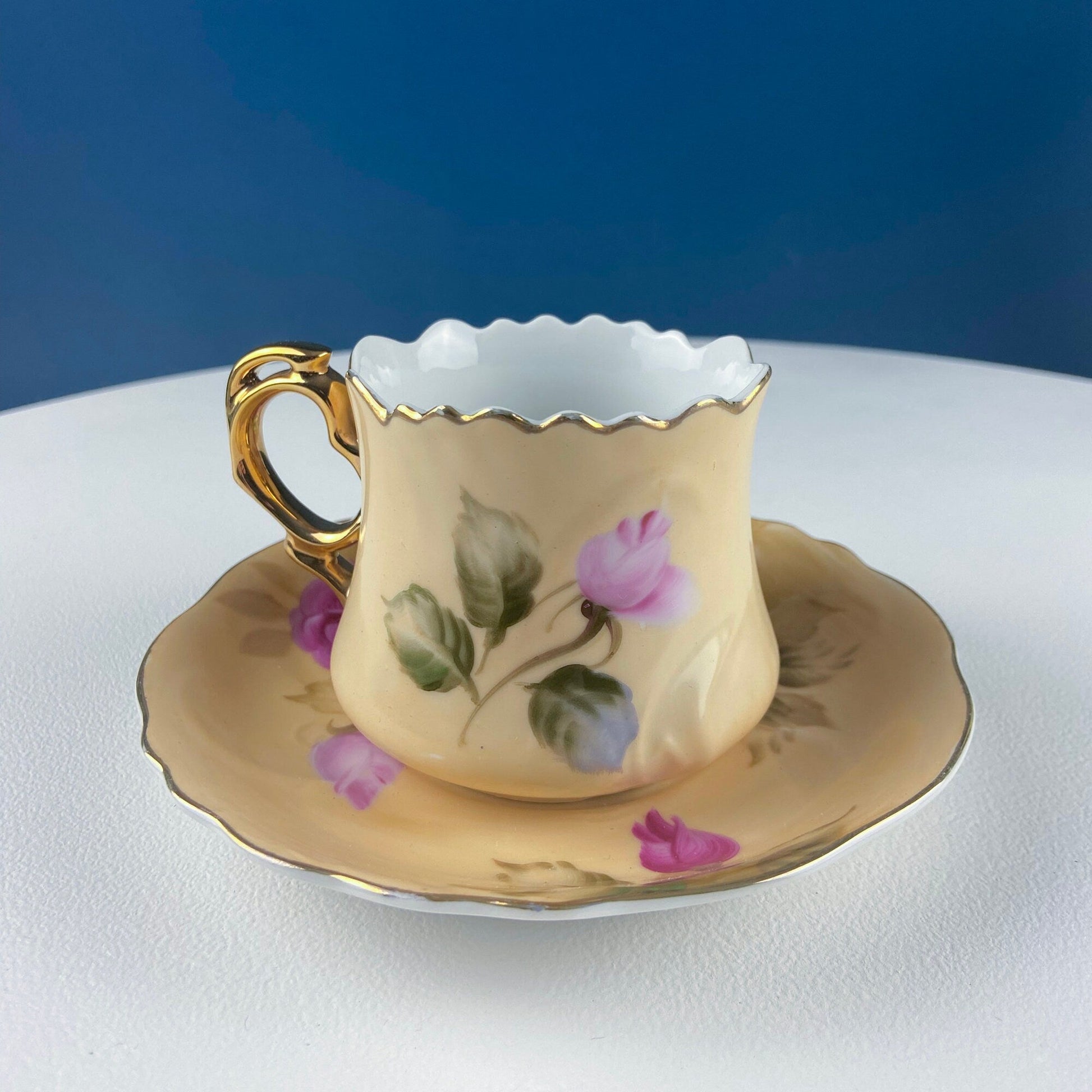 Lefton Tea Cup and Saucer: Hand Painted Roses, Collectible Tea Set - Tampa Home & Garden Store