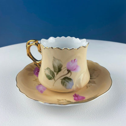 Lefton Tea Cup and Saucer: Hand Painted Roses, Collectible Tea Set - Tampa Home & Garden Store
