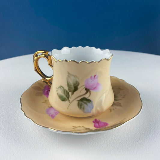 Lefton Tea Cup and Saucer: Hand Painted Roses, Collectible Tea Set - Tampa Home & Garden Store