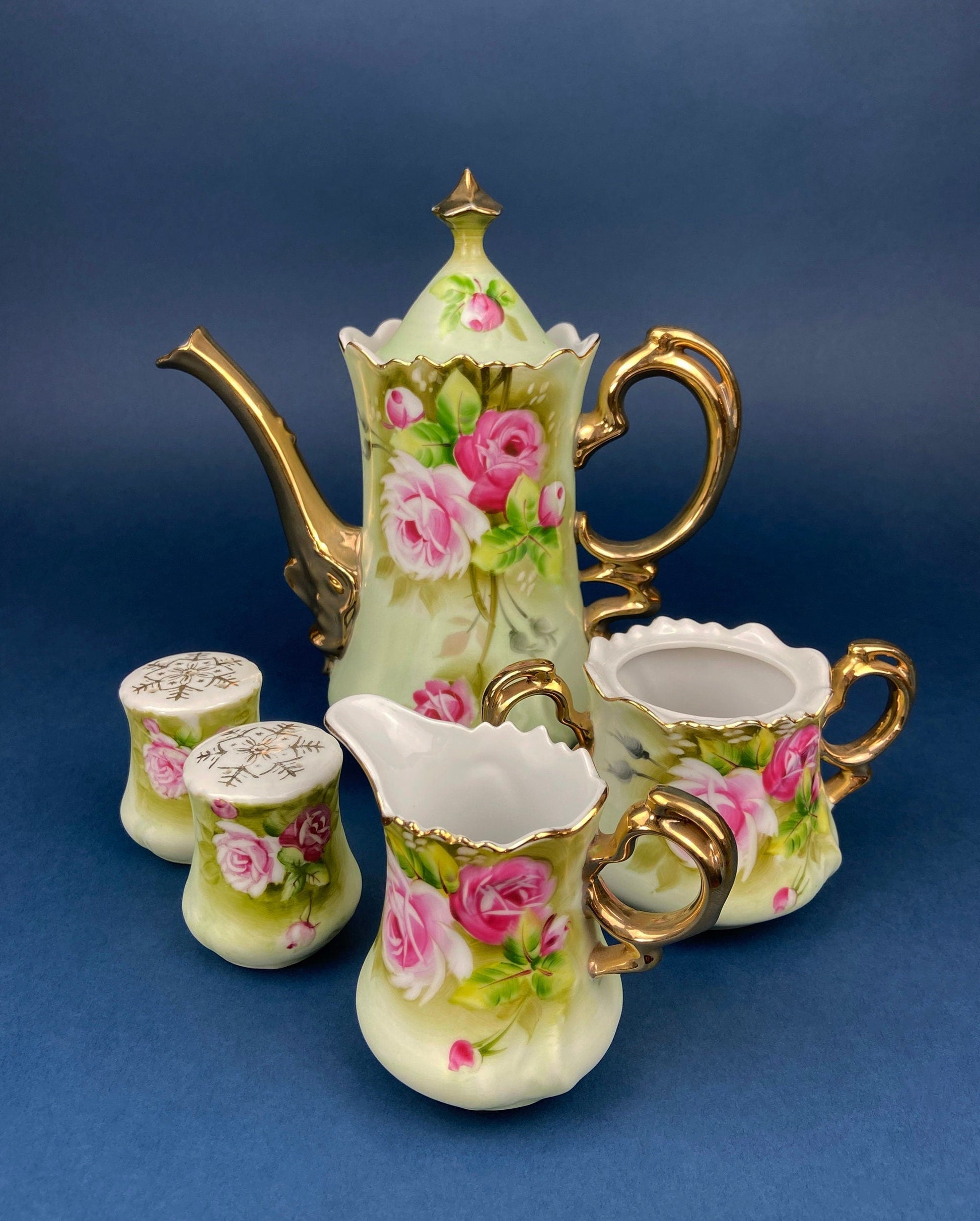 Lefton Tea Cup and Saucer: Hand Painted Roses, Collectible Tea Set - Tampa Home & Garden Store