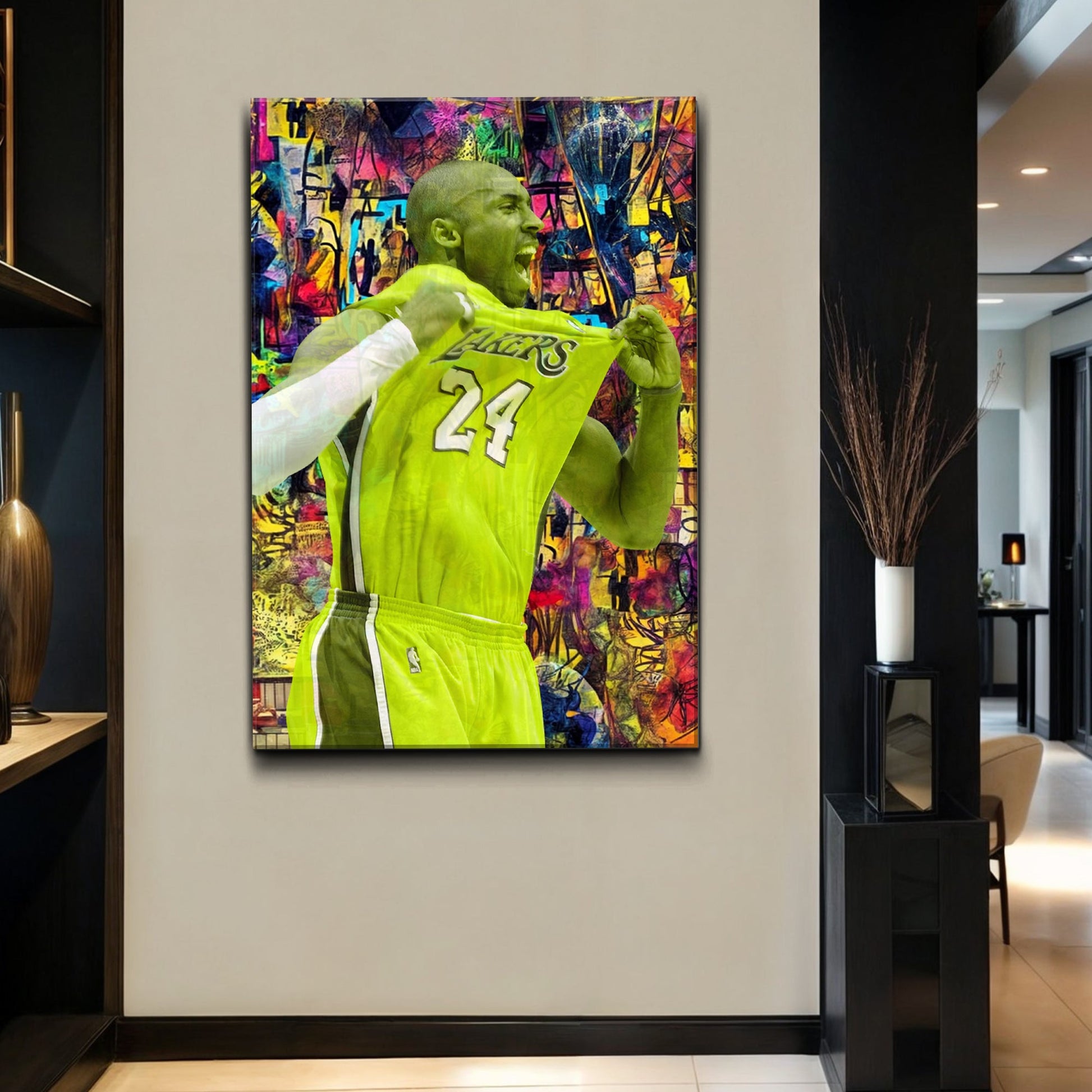 Legacy Roar sport wall art canvas neon lime athlete against abstract background on Tampa Home & Garden Store