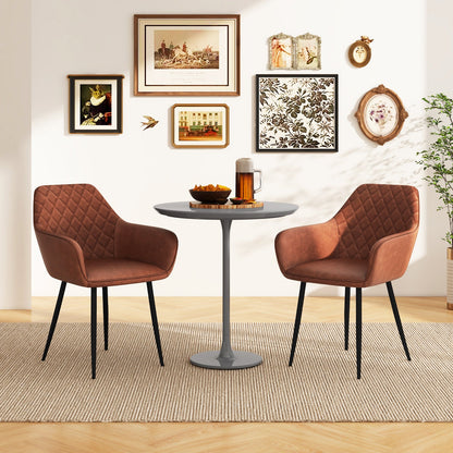 Juego de 2 sillas de comedor de ocio con respaldo curvo y asiento ancho - Café