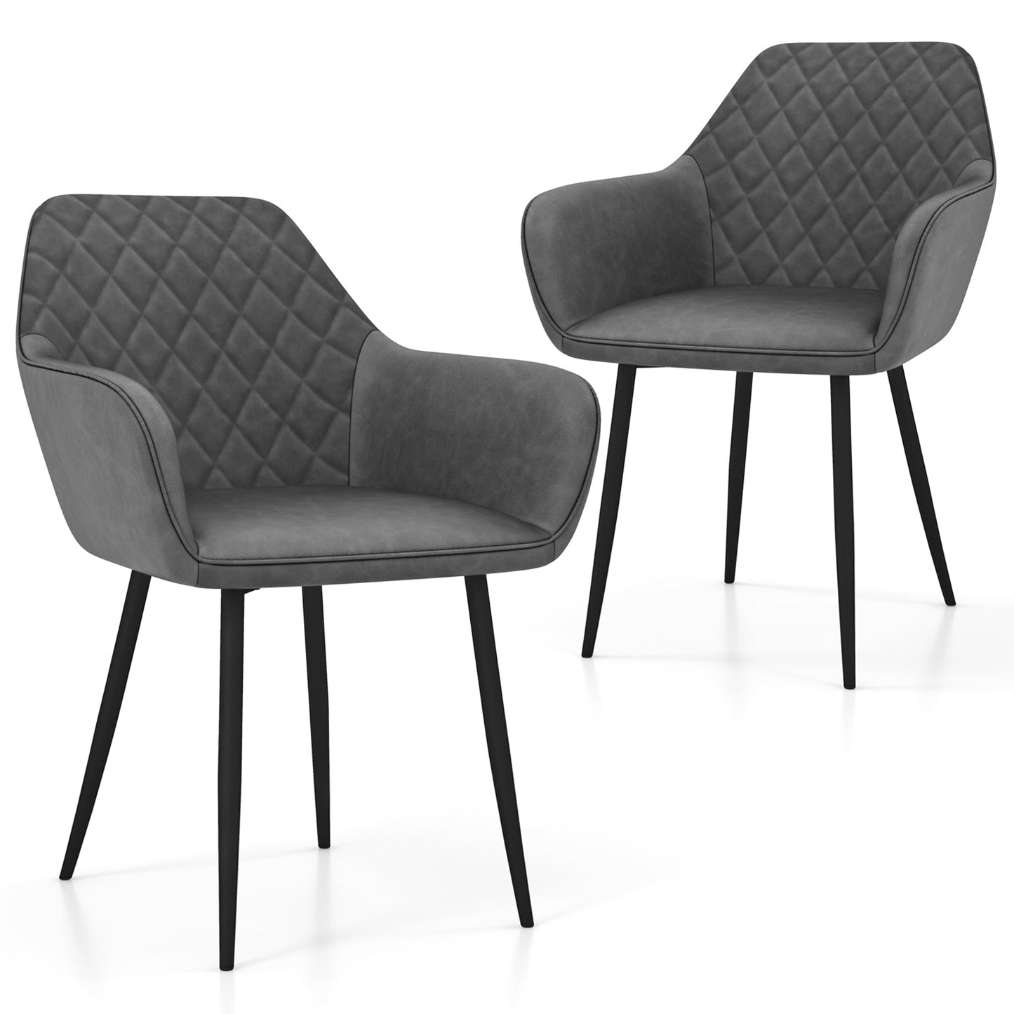 Juego de 2 sillas de comedor de ocio con respaldo curvo y asiento ancho - Café