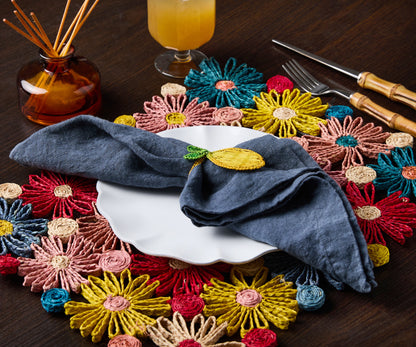 Lemon Napkin Ring – 3.5” Handwoven Iraca Palm – Artisan Summer Table Decor from Colombia - Tampa Home & Garden Store