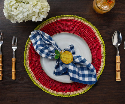 Lemon Napkin Ring – 3.5” Handwoven Iraca Palm – Artisan Summer Table Decor from Colombia - Tampa Home & Garden Store