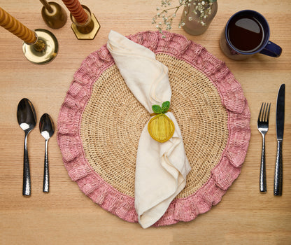 Lemon Napkin Ring – 3.5” Handwoven Iraca Palm – Artisan Summer Table Decor from Colombia - Tampa Home & Garden Store