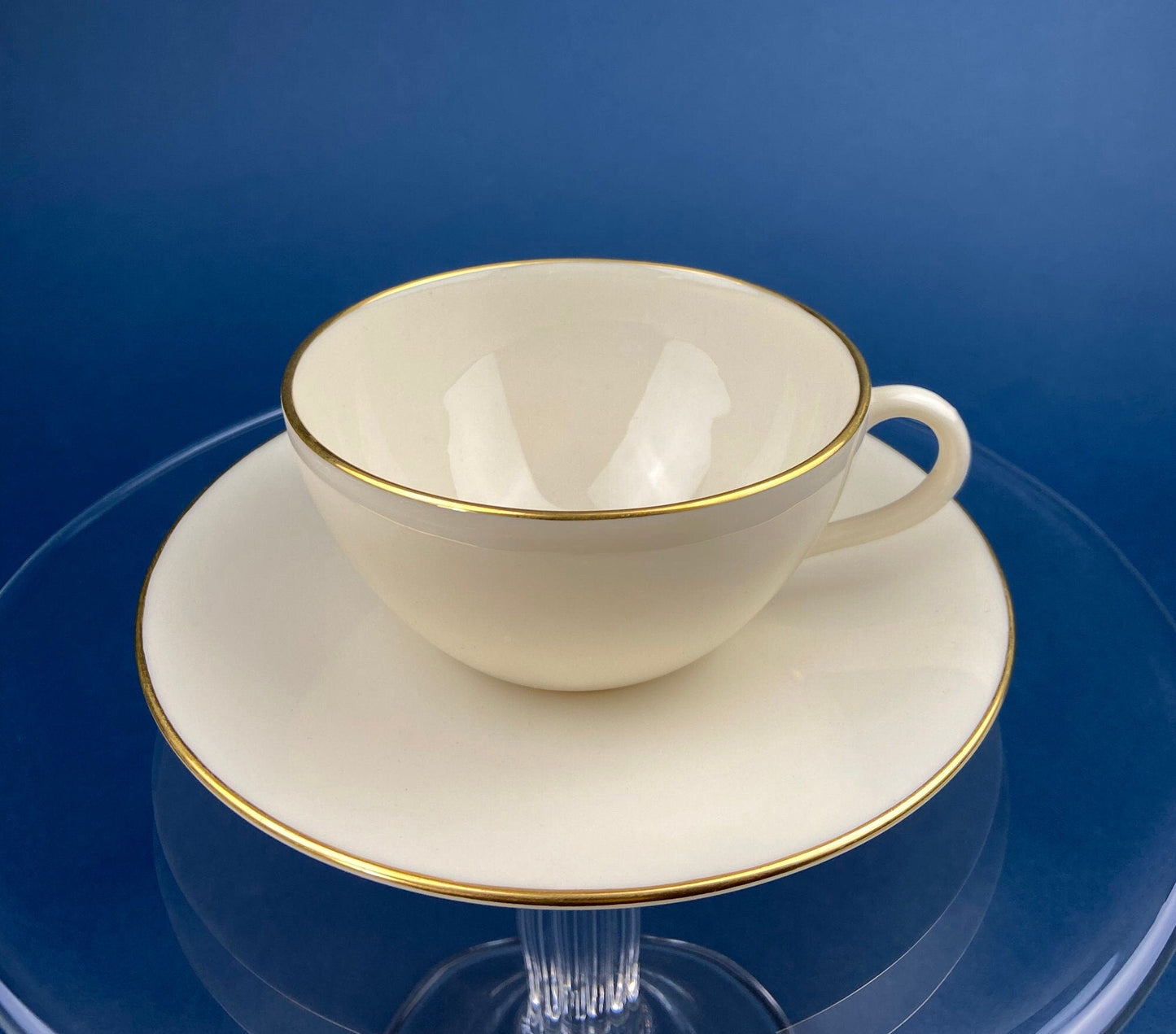 Lenox Tea Cup & Saucer. Creamy White with Gold Rim Tea or Coffee Set. Olympia by Lenox. Porcelain Made in the USA. - Tampa Home & Garden Store