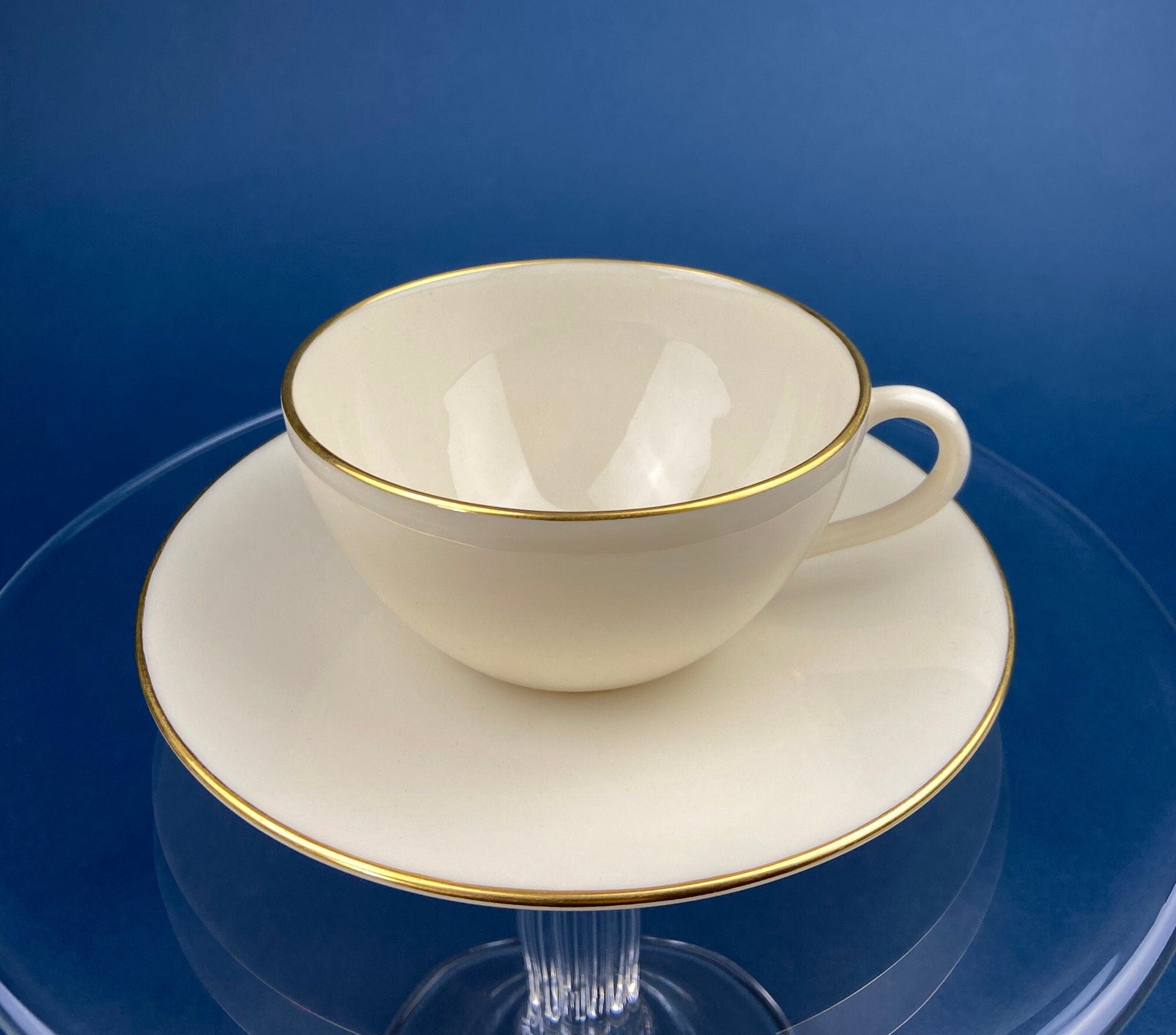 Lenox Tea Cup & Saucer. Creamy White with Gold Rim Tea or Coffee Set. Olympia by Lenox. Porcelain Made in the USA. - Tampa Home & Garden Store