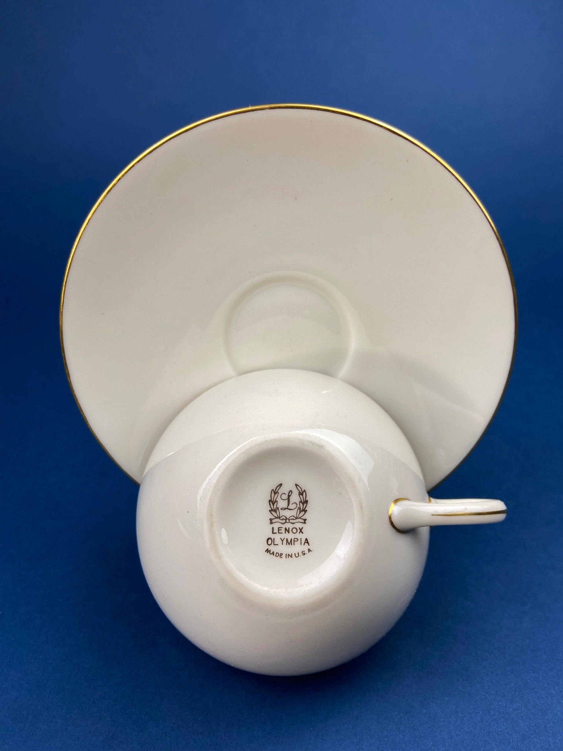 Lenox Tea Cup & Saucer. Creamy White with Gold Rim Tea or Coffee Set. Olympia by Lenox. Porcelain Made in the USA. - Tampa Home & Garden Store