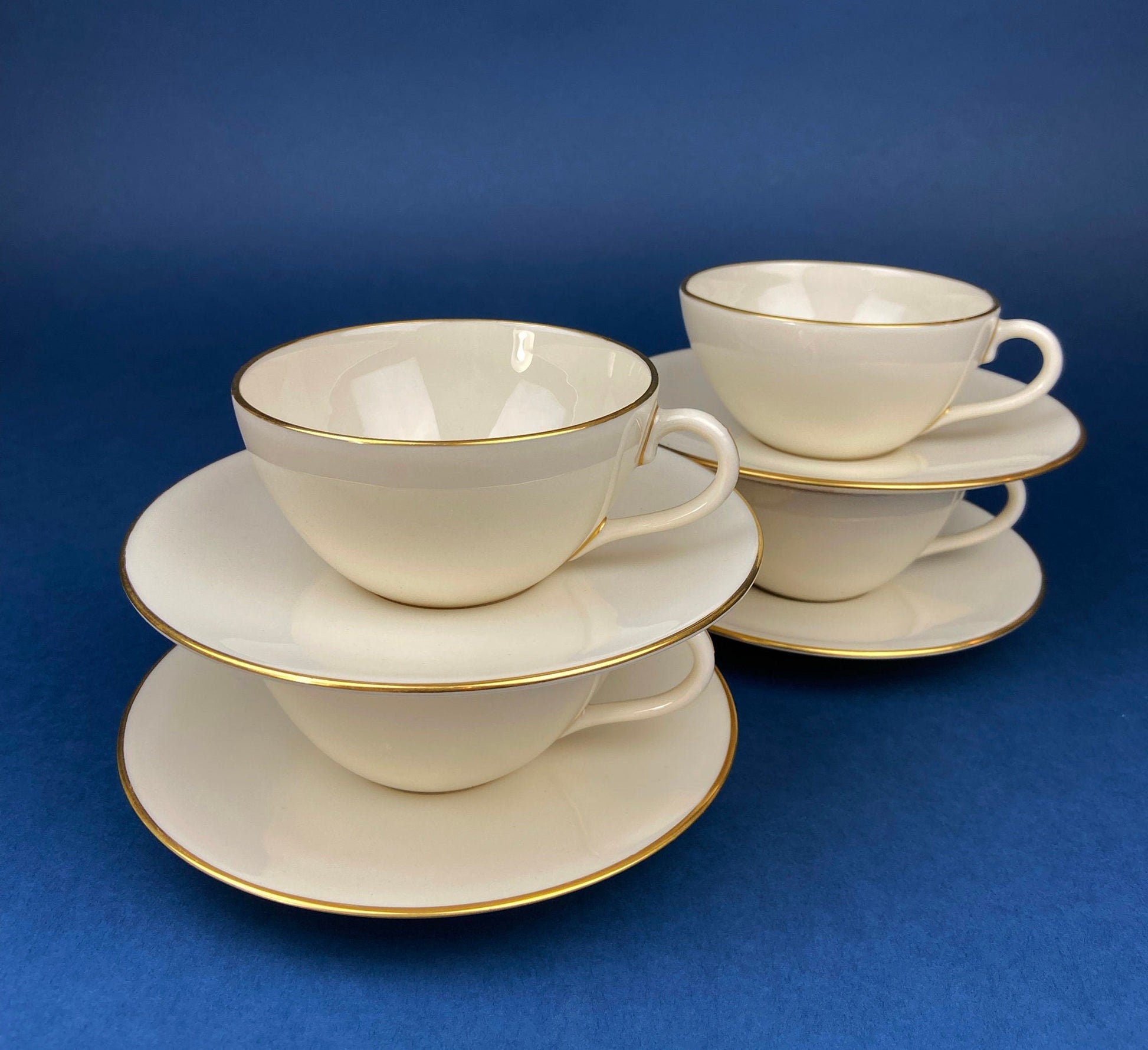 Lenox Tea Cup & Saucer. Creamy White with Gold Rim Tea or Coffee Set. Olympia by Lenox. Porcelain Made in the USA. - Tampa Home & Garden Store