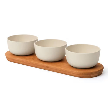 Leo 3-Piece Bamboo Bowl Set with Serving Tray – Eco-Friendly Entertaining Made Easy - Tampa Home & Garden Store
