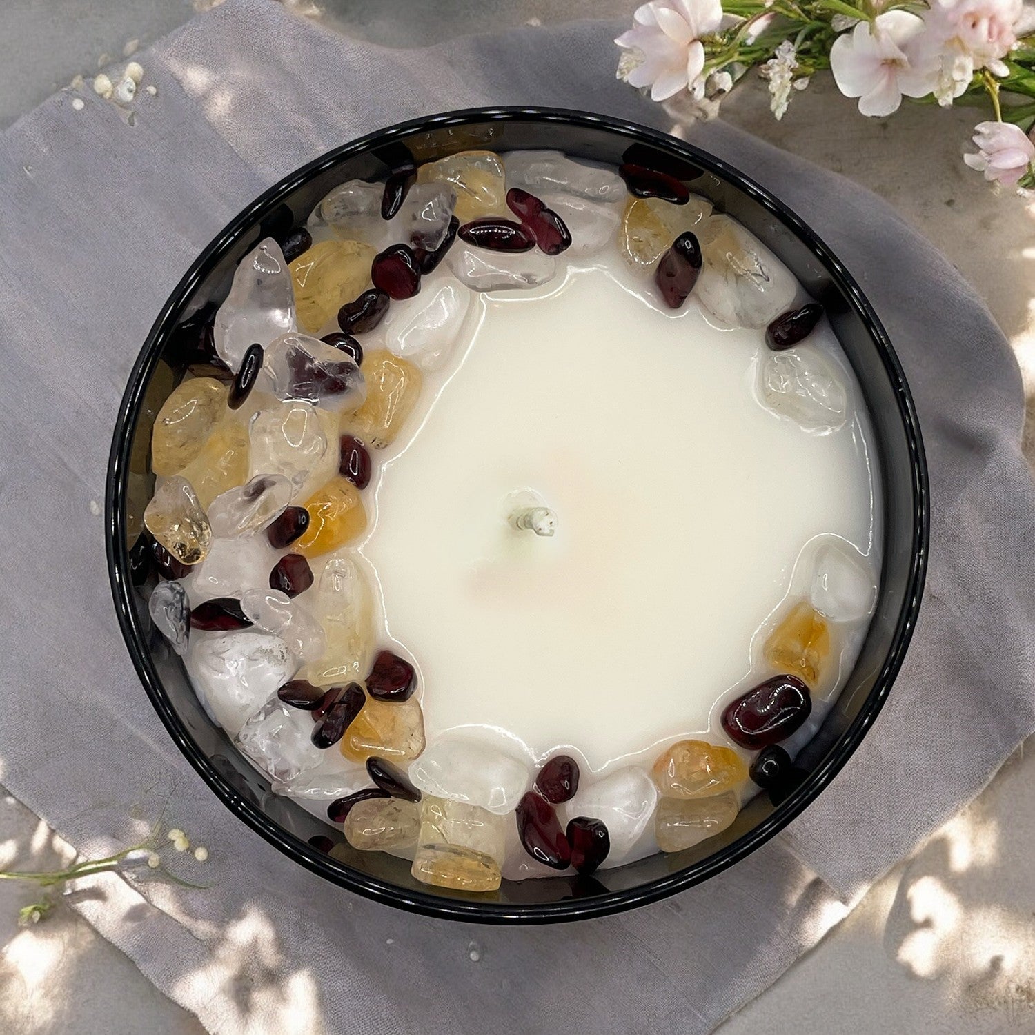 Leo Zodiac Crystal Candle with Garnet, Quartz Crystal, and Citrine | Coconut-Soy Wax Candle, 9oz - Tampa Home & Garden Store