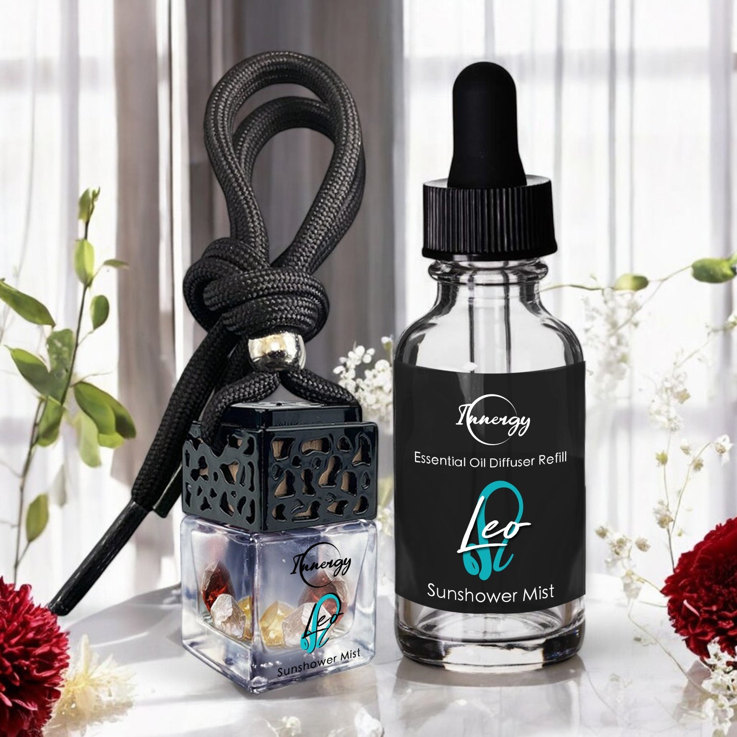 Leo Zodiac Crystal-Enhanced Oil Diffuser, Car Air Freshener in Sunshower Mist Scent, 8ml - Tampa Home & Garden Store