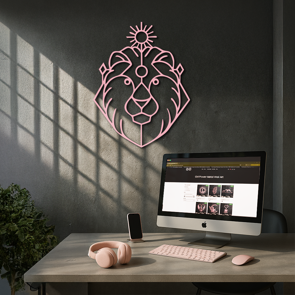 Leo Zodiac Metal Wall Art – Geometric Lion Horoscope Decor - KAFGP144 - Tampa Home & Garden Store